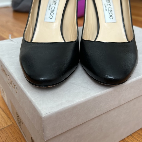 Jimmy Choo Esme 85 Black Leather Round Toe Pump - Picture 8 of 11